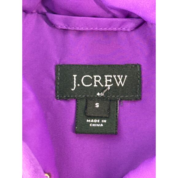 J. Crew Womens Size Small Purple Quilted Zip Front Down Puffer Vest Pockets - Picture 2 of 6